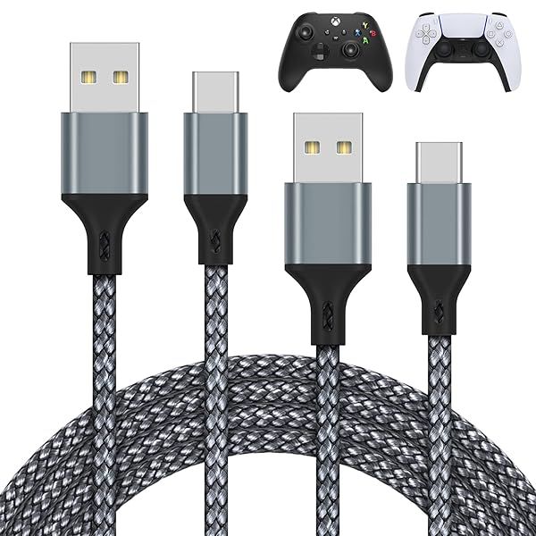 MENEEA Charger Charging Cable for PS5 PS5 Pro Controller,for Xbox Series X S,for Nintendo Switch 2 Pack 10FT Replacement USB C Cord Nylon Braided