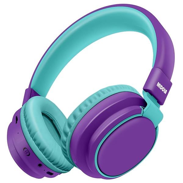 MIDOLA Kids Headphones Wireless Bluetooth 5.4 68H Play Time Volume Limit 85 94dB Over-Ear Foldable Headset,Type-C Fast Charging,with Wired Aux Mic