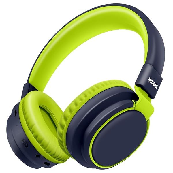 MIDOLA Kids Headphones Bluetooth 5.3 Wireless 60H Play Time Volume Limited 85 110dB Over Ear Foldable Protection Headset Wired Aux Built-in Mic for
