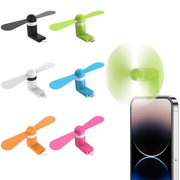 MIUOLV iPhone Fan 6 Pack: Portable Colorful Mobile Fans for iPhone 14/13/12/11/X - Stay Cool Anywhere!