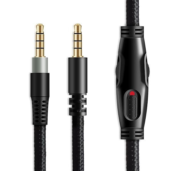 MJKOR Audio Aux Cable for HyperX Mix Cloud and Cloud Alpha Headsets with Mute and Volume Control Black