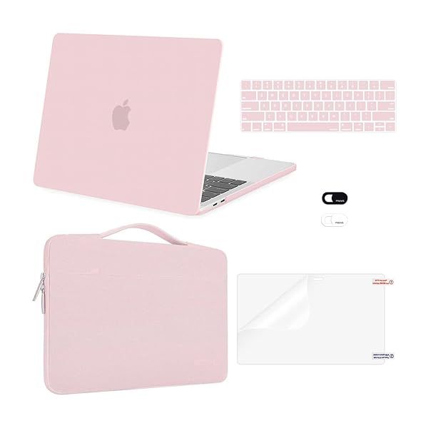 MOSISO Rose Quartz MacBook Pro 13 Inch Case 2016 2017 2018 2019 A2159 A1989 A1706 A1708 with Sleeve Bag Keyboard Skin Webcam Cover Screen Protector