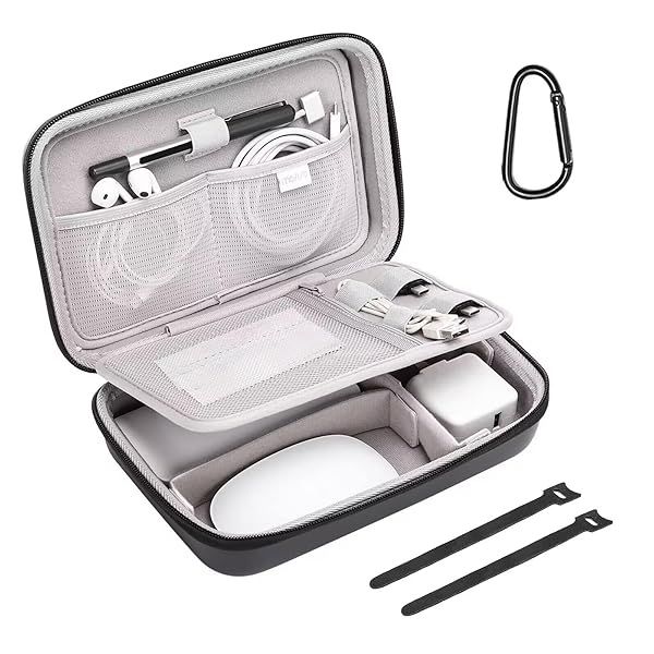 MOSISO Electronic Organizer Travel Case for MacBook Accessories with Modular Inserts and Cable Ties in Black