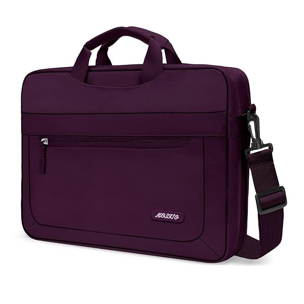 MOSISO Laptop Shoulder Messenger Bag for MacBook Air Pro 13-14 inch Adjustable Depth Magenta Purple