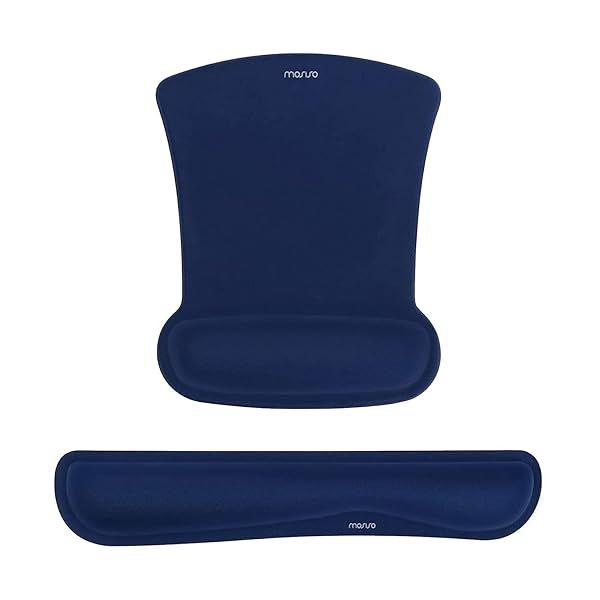 MOSISO Ergonomic Wrist Rest Support for Mouse Pad and Keyboard Set Non-Slip Pain Relief Cushion Navy Blue