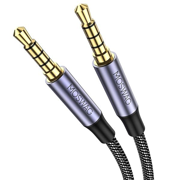 MOSWAG 10FT 3.5mm Male to Male Audio Cable Stereo Aux Cord for Headphones PS4 Smartphone Tablets PC Laptop Black