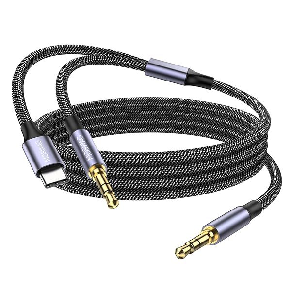 MOSWAG 2 in 1 3.5mm Aux Cable and USB C to AUX Adapter 3.28FT Male to Male for Headphones Car Home Stereo Speaker