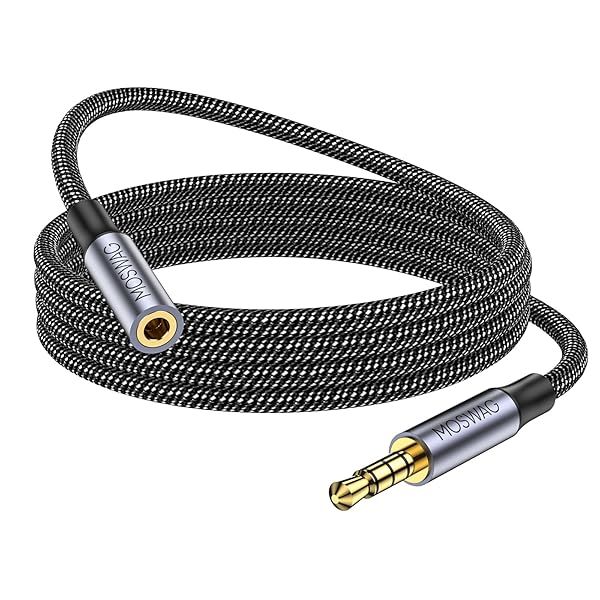 MOSWAG 3.28FT 3.5mm Male to Female Stereo Audio Extension Cable Nylon Braided for Home Car Smartphones Headphones Tablets Media Players