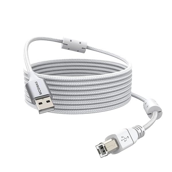 MOSWAG 16.4FT USB Printer Cable High Speed Type A to B Compatible with HP Canon Epson Dell Lexmark Brother Xerox Samsung and More