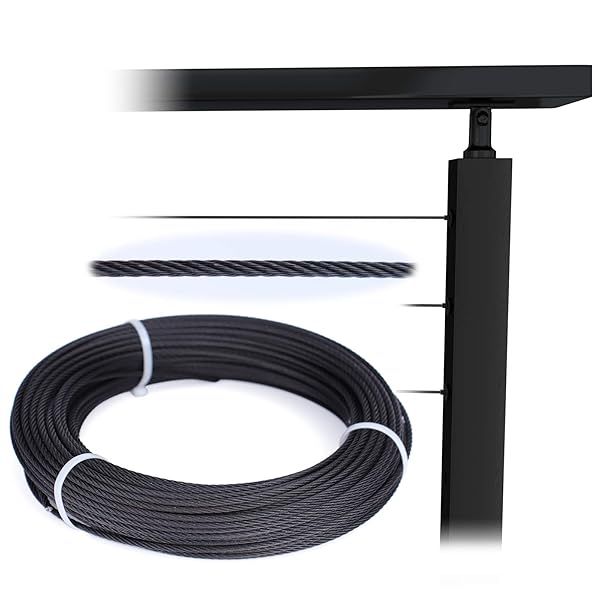 Buy Muzata 150 ft Black Stainless Steel Cable Railing Kit - T316 Wire Rope, 1800 lb Strength for Indoor/Outdoor Use