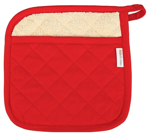 Buy MUkitchen 100% Quilted Cotton Pot Holder - 9x9 Inches in Crimson | Durable & Stylish Kitchen Essential