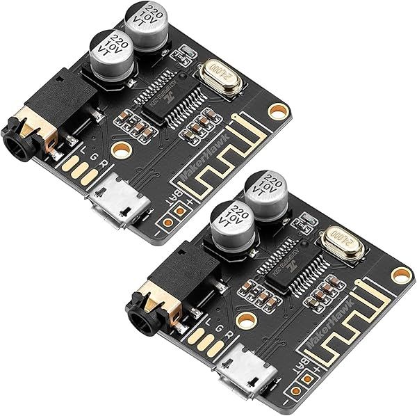MakerHawk Bluetooth 5.0 Audio Receiver Board - 2pcs Stereo Amplifier for DIY Car Speakers (3.7-5V)