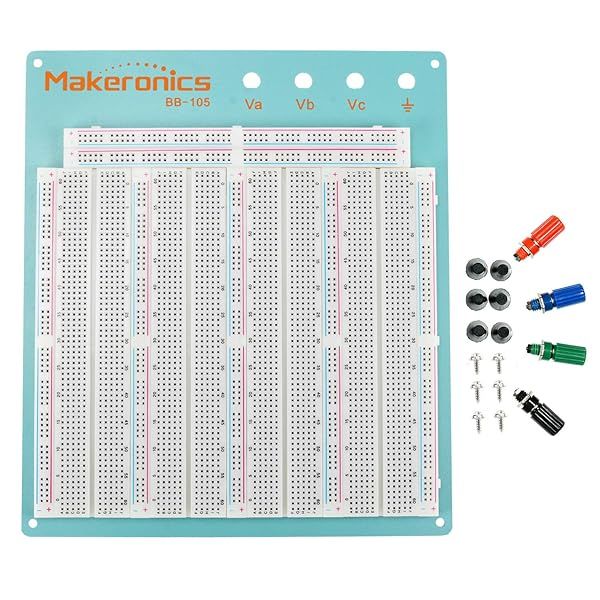 Makeronics 3220 Solderless Breadboard with Blue Aluminum Back Plate for Arduino & Raspberry Pi Prototyping