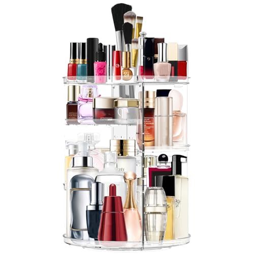 360 Rotating Makeup Organizer: Adjustable Carousel for Brushes & Cosmetics - Large Capacity Storage for Vanity