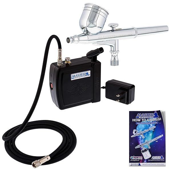 Master Airbrush Multi-Purpose Kit: Portable Mini Compressor & Dual-Action Airbrush for Crafts, Cake Decorating & Tattoos