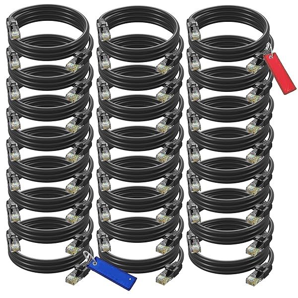 Maximm Cat 6 Ethernet Cable 2ft (24-Pack) - High-Speed 10Gbps LAN & Network Cables - UTP, 550MHz, Black