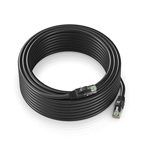Maximm 100ft CAT6 Ethernet Cable - High Speed Outdoor Waterproof LAN Cable (Black) for Reliable Internet Connection