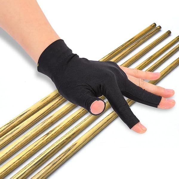Men's & Women's Fingerless Billiard Gloves - Left Hand Open Three Finger Spandex Pool Gloves