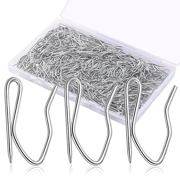 200PCS Metal Curtain Hooks - Durable Stainless Steel Drapery Pins for Window, Shower & Door Curtains