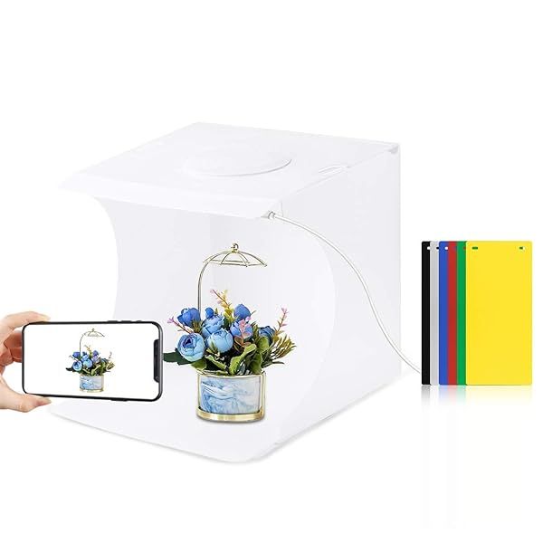 Mini Photo Studio Light Box PULUZ 20cm Photography Tent Kit with LED Light and 6 Backdrops for Small Item Photography