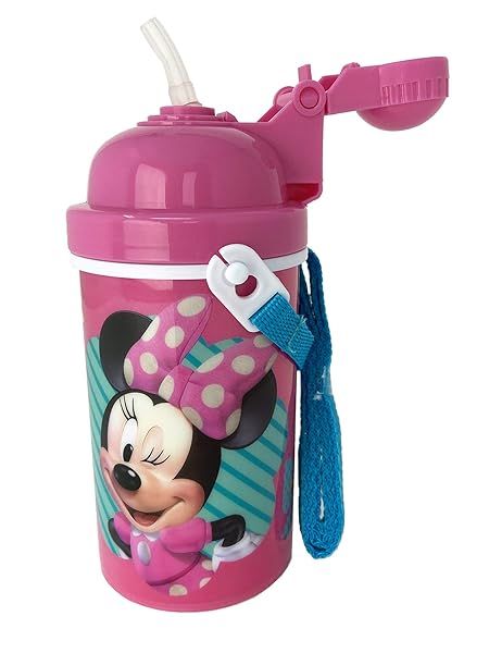Buy Minnie Mouse 12 oz Water Bottle with Popup Lid & Shoulder Strap - Perfect for Kids!