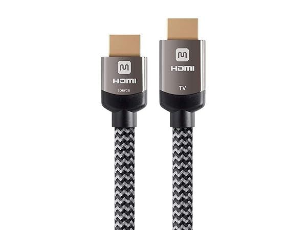 Monoprice 4K Braided High Speed HDMI Cable 100 Feet CL3 In Wall Rated 18Gbps Active YCbCr 444 Gray