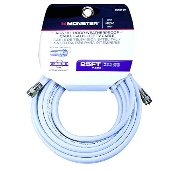 Monster Cable 25' Video Coaxial Cable - High-Quality 75 Ohm Digital Connection