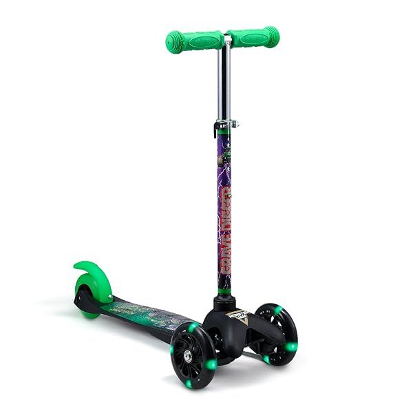 Monster Jam Self Balancing Kick Scooter with Light Up Wheels Extra Wide Deck for Kids and Toddlers Ages 3 and Up 75 lbs Limit