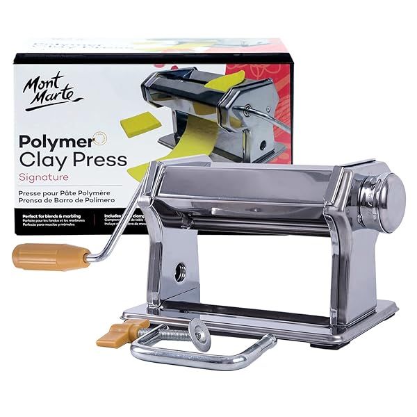 Mont Marte Polymer Clay Press: Adjustable Rollers for Easy Conditioning - Durable Steel, 9 Settings