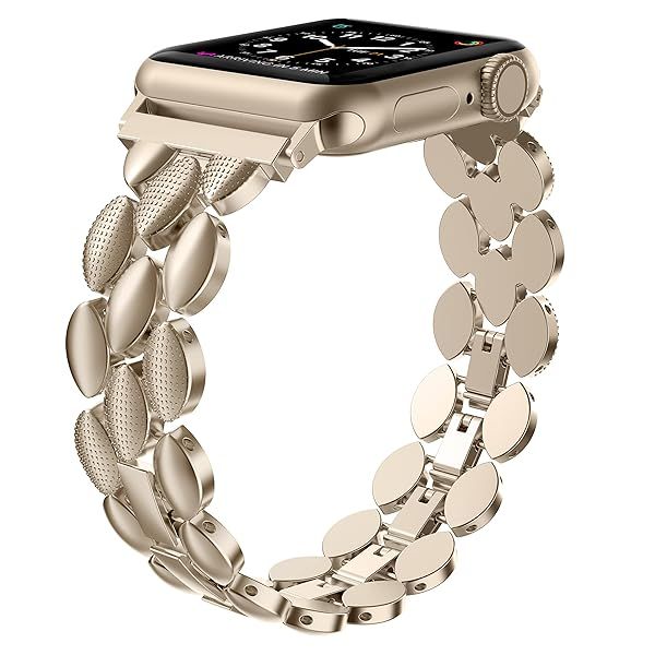 Moolia Elegant Metal Strap for Apple Watch 38mm 40mm 41mm Fashion Bracelet Replacement for Women Compatible with Series 10 9 8 7 6 5 4 3 2 1 Champagne
