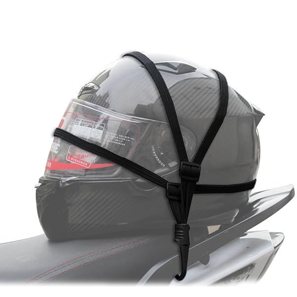Motorcycles Mesh Helmet Rope Black Elastic Strap with 2 Hooks 63cm for Secure Helmet Luggage Attachment