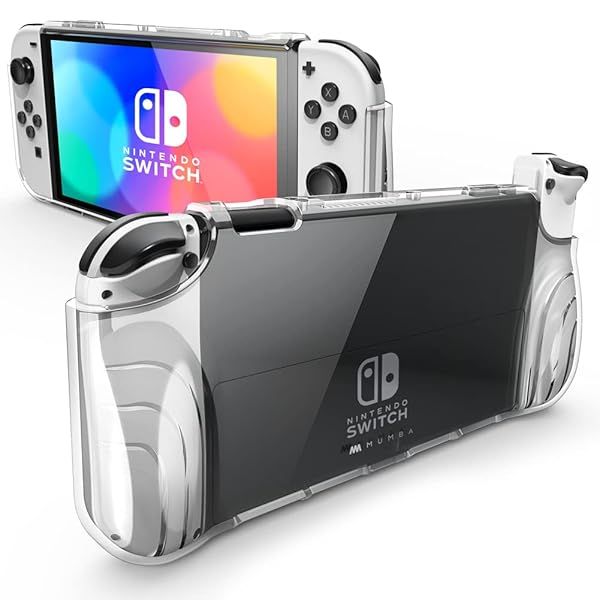 Protective Mumba Case for Nintendo Switch OLED 2021 - Clear TPU Cover & Grip for 7-Inch Console & Joy-Con