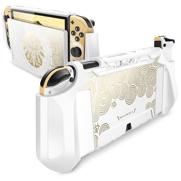 Buy Mumba Dockable Protective Case for Nintendo Switch OLED 2021 - White/Gold, TPU Grip & Anti-Scratch Design