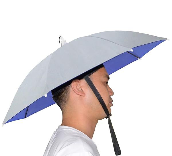 Vi Umbrella Hat 25 Inch Hands Free Cap for Adults and Kids Ideal for Fishing Golf Gardening Sunshade Outdoor Headwear Silver