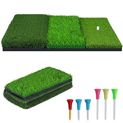 NEWCARE 3-in-1 Golf Hitting Mat: Portable Indoor/Outdoor Practice for Chipping & Swing Detection