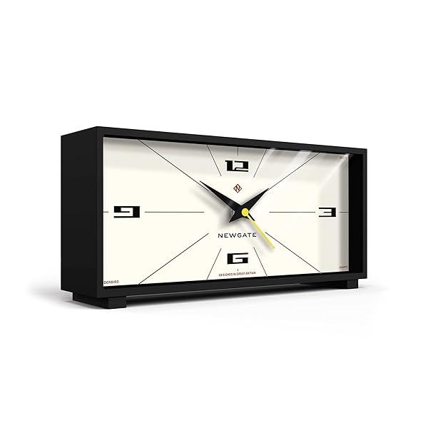 NEWGATE® Thunderbird Silent Sweep Mantel Clock - No Tick Noise - Mid-Century Modern Mantel Clock - Living Room Clock - Office Clock - Desk Clock - Designer Clock (Cream)
