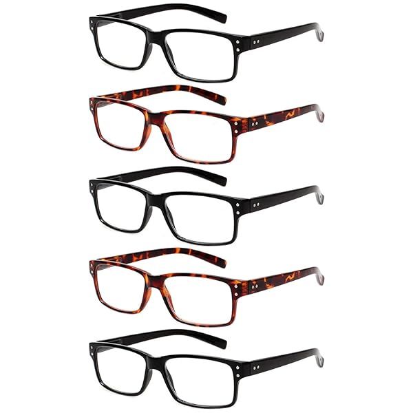 NORPERWIS Reading Glasses 5 Pairs Quality Spring Hinge Readers for Men and Women in Black and Tortoise 1.50 Magnification