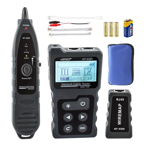 NOYAFA Advanced Network Cable Tester: PoE, NCV & Lamp for CAT5e/CAT6 - Multifunction Wire Tracker & Telephone Line Finder