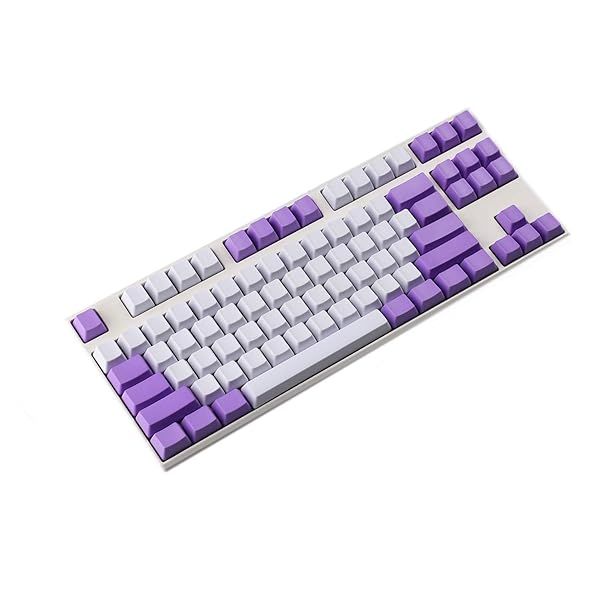 Buy NPKC White Purple Mixed 87 ANSI Keyset - Thick PBT Keycaps for MX Switches Mechanical Keyboards