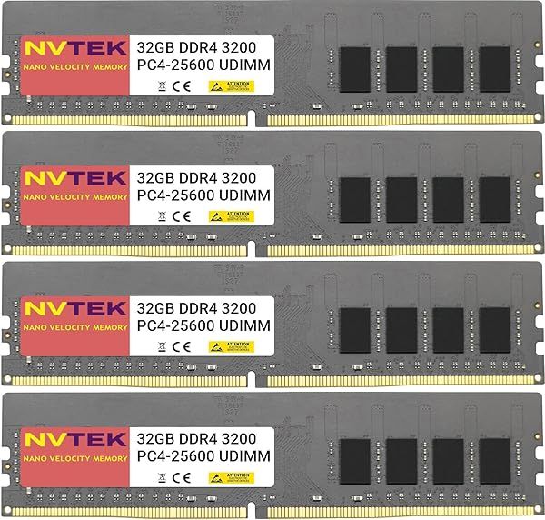 NVTEK 128GB DDR4 3200MHZ PC4-25600 UDIMM Non-ECC Unbuffered Desktop Memory Kit 4X32GB 288-PIN CL22 1.2V