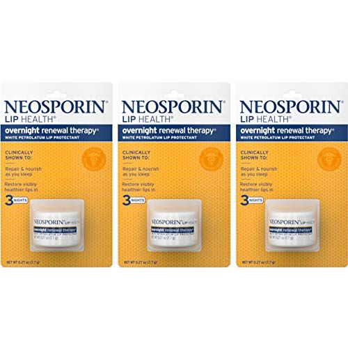 Neosporin Lip Health Overnight Renewal Therapy 0.27 oz - Pack of 3 for Soft, Healthy Lips