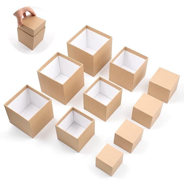 Nesting Gift Boxes Set Prank Gift Boxes Gift Wrap Boxes Surprise Box Small Square Kraft Paper Box Inside Box Gift Set for Christmas Halloween