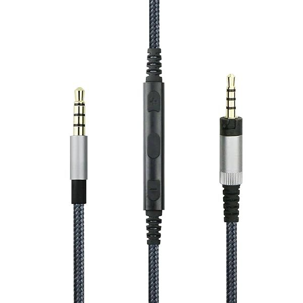 NewFantasia Audio Cable for Sennheiser HD4.40 HD4.50 HD4.30i HD400S with Remote Volume Control Inline Mic for Apple Devices