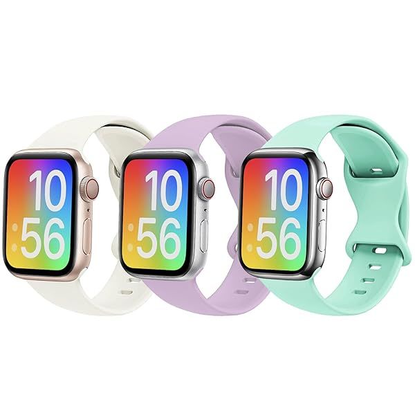 Compatible with Kids Apple Watch Band SE3 SE2 SE and Series 11 10 9 8 7 6 5 4 3 2 1, 3 Pack Soft Silicone Waterproof Sport Strap for Kids Girls Boys