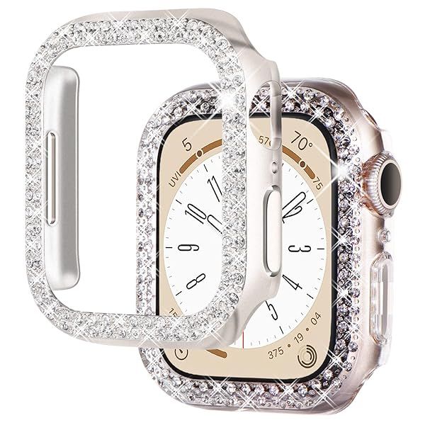 NewWays 2-Pack Bling Cases Compatible for Apple Watch Series 8 45mm Series 7, Protective Bumper for iWatch Series8 7 (45mm, Starlight Clear)
