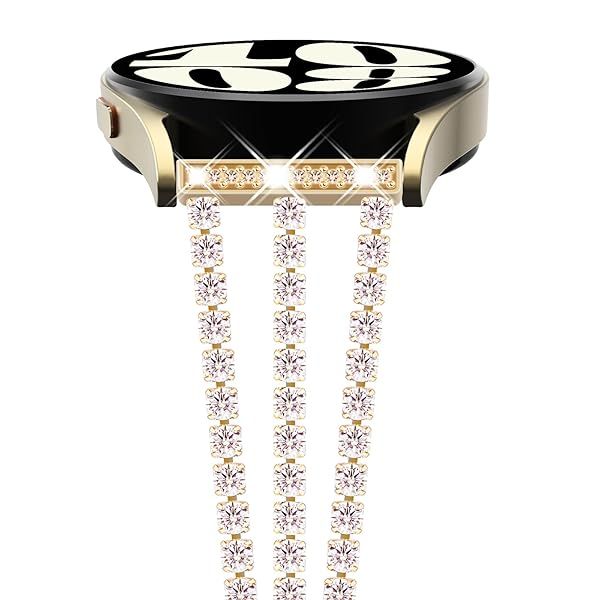 NewWays Compatible for SAMSUNG Galaxy Watch 7 6 Classic 6 5 4 Band 40mm 44mm 42mm 46mm, 20mm Stunning Diamonds Bracelet with Quick Release Pin for