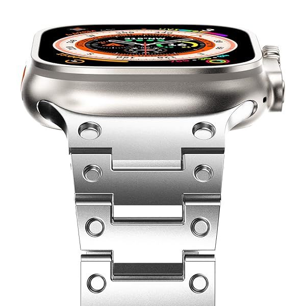 NewWays Metal Band Compatible with Apple Watch Band Ultra 2 49mm Series 9 Series 8 45mm 44mm 42mm Series7 SE 6 5 4 3 iWatch Stainless Steel Link