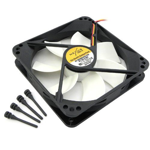 Nexus Real Silent 120mm Fan with Anti Vibration Mounts Black and White for Quiet Cooling Solutions
