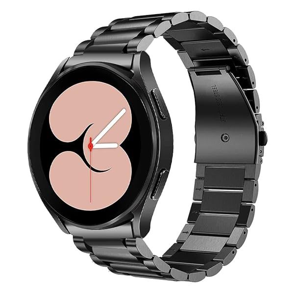 No Gap Metal Straps Compatible with Samsung Galaxy Watch 7 6 6 Classic 5 5 Pro FE Band for Galaxy Watch 7 Stainless Steel Band (Black)