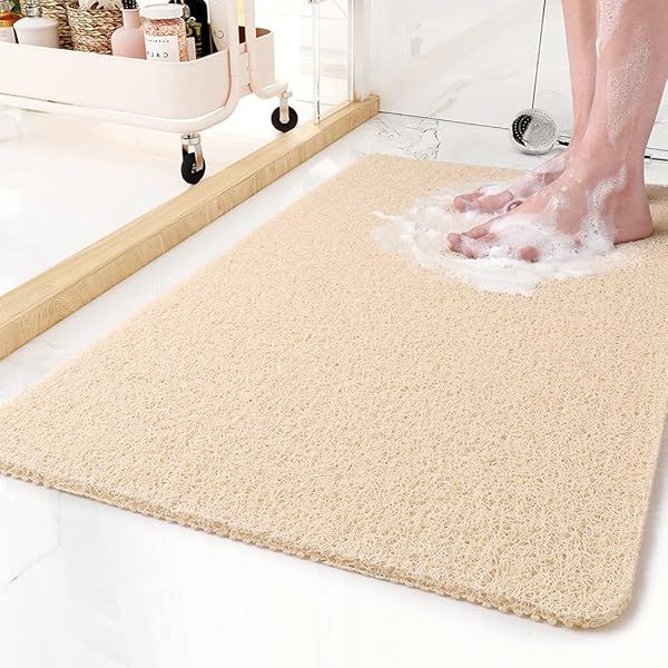 Non-Slip Bathtub Mat 17x30 Inch - Quick Drying PVC Shower Mat for Safe Wet Areas